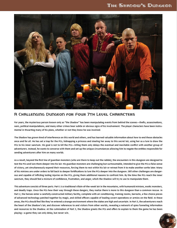 Module: The Shadow's Dungeon Pathfinder Adventure Module (Softcover B&W)